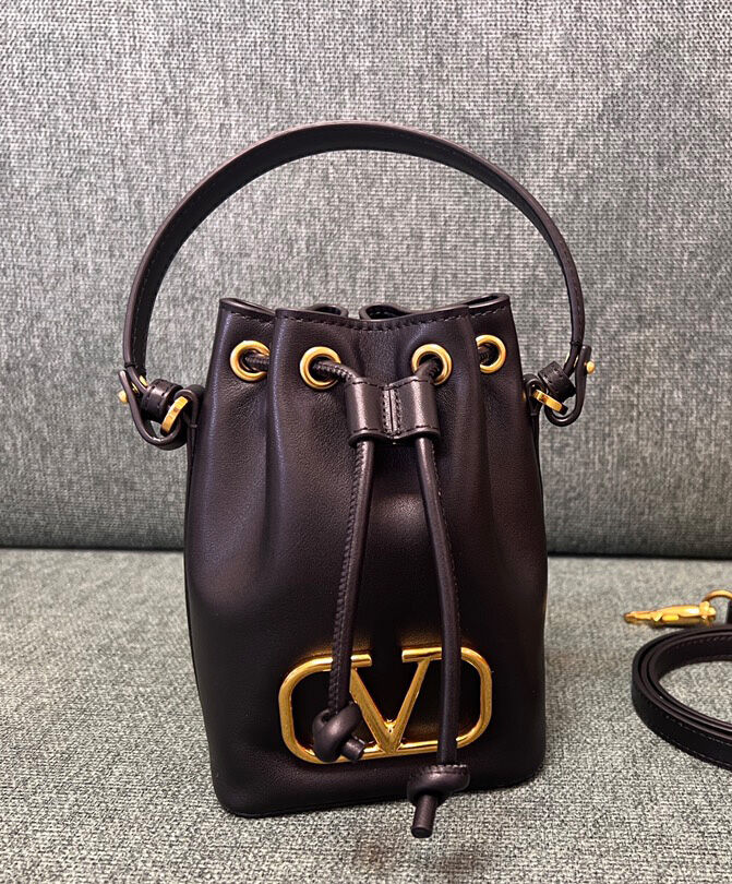 Valentino Mini Vlogo Signature Bucket Bag In Nappa Leather